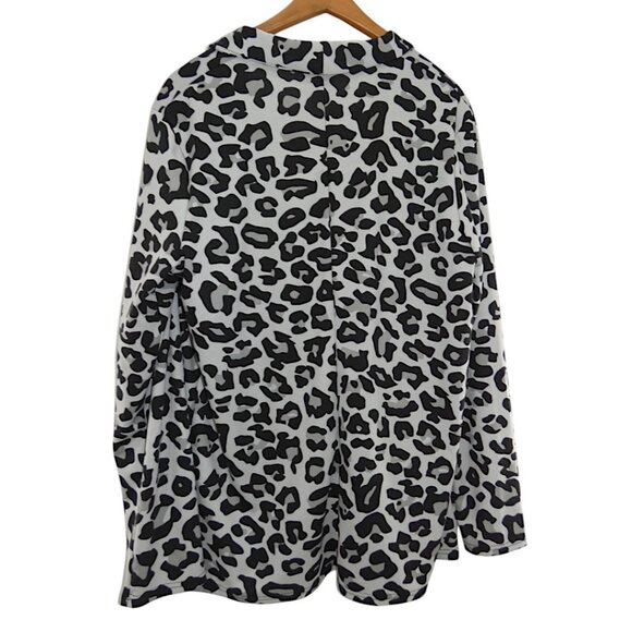 Serra Lightweight Leopard Jersey Knit Blazer Glam Mob Wife Maximalist Size L - Picture 3 of 5